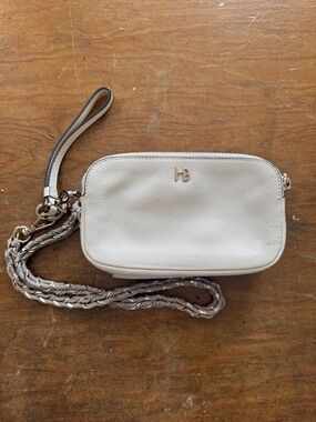 Henri Bendel Pebbled Leather Crossbody Bag in Light Cream